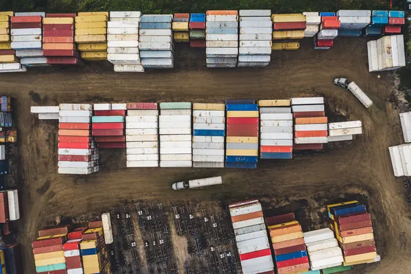 Shipping containers at an international port