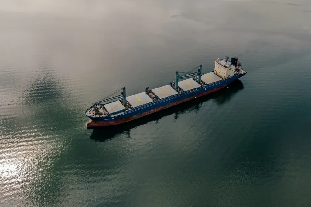 Container ship carrying international mail and freight
