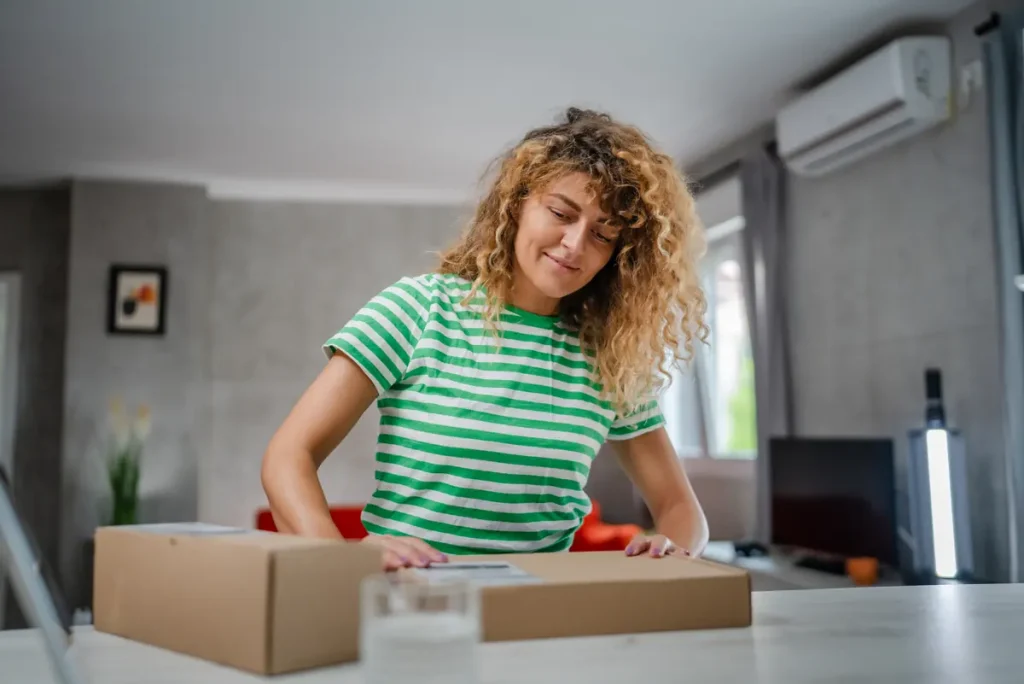 Packing an online order for shipping